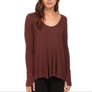 Brown Free People thermal scoop neck long sleeves